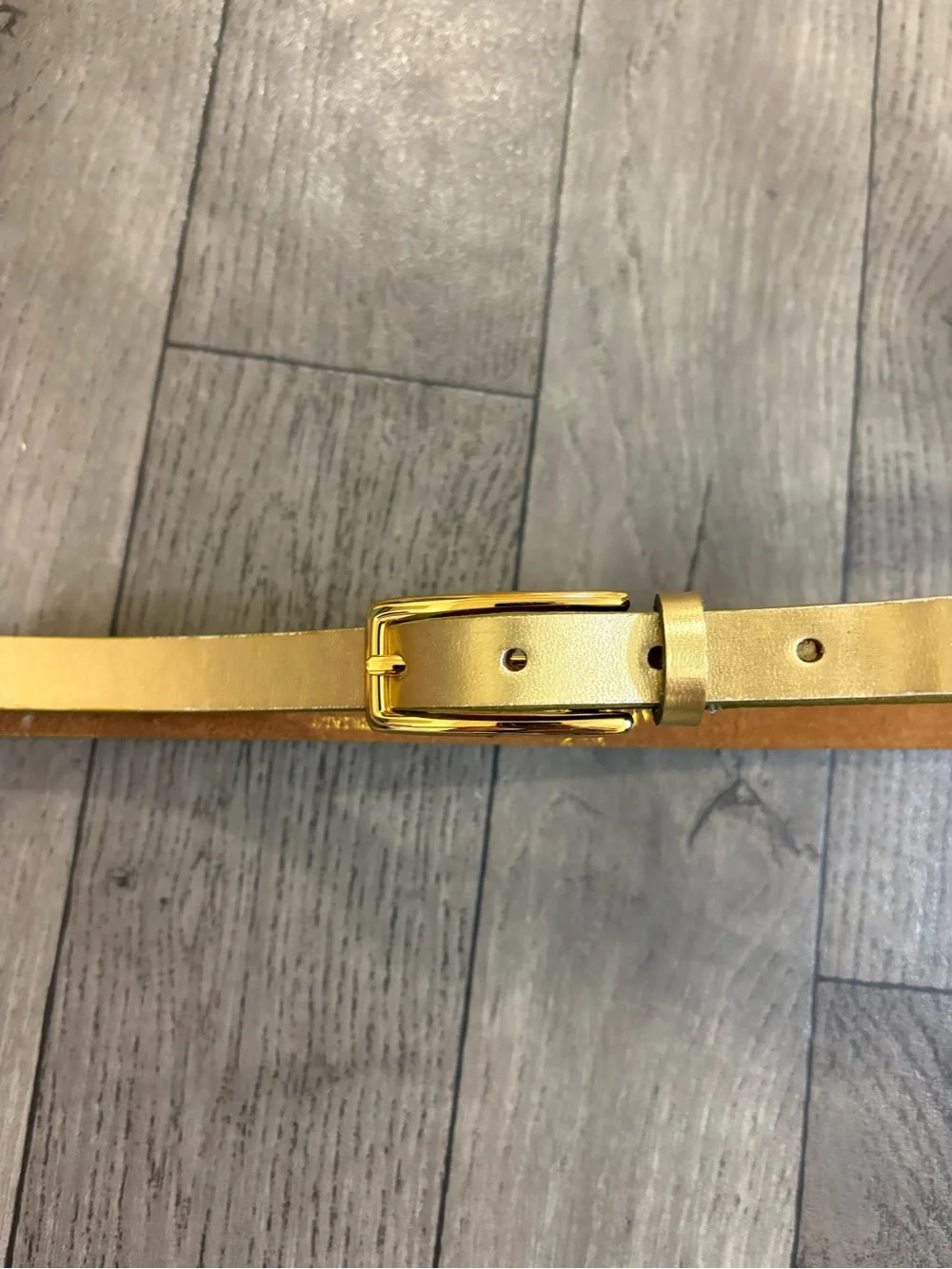 Gold Leather Skinny Women's Belt with Polished Gold Buckle Plus Size